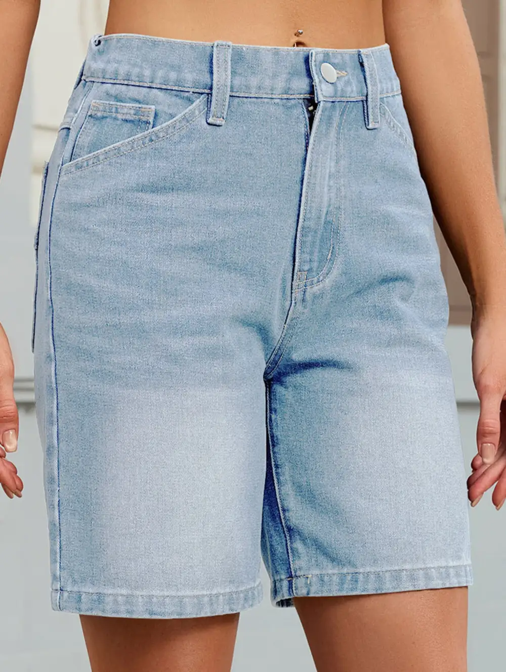 Washed Denim Shorts