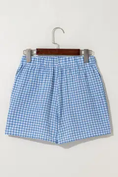 Plaid Gingham Printed High Waist Shorts