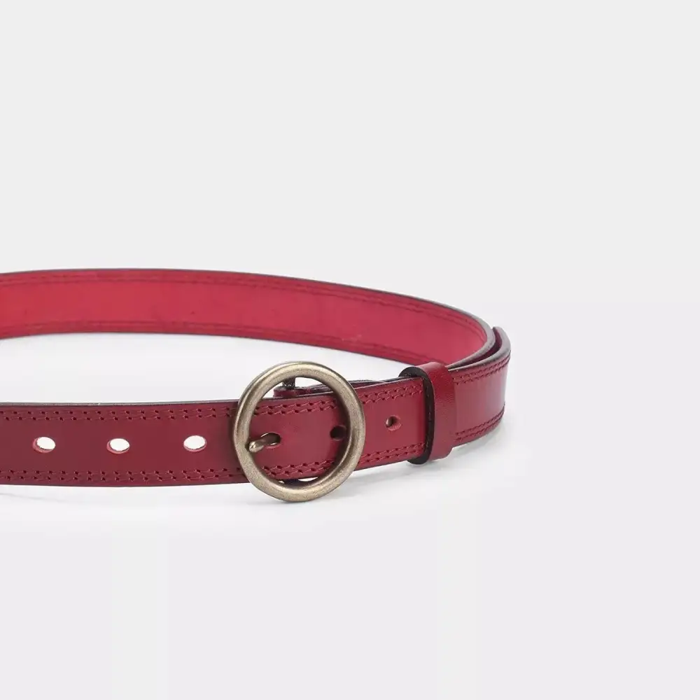 Round Buckle Leather Belt