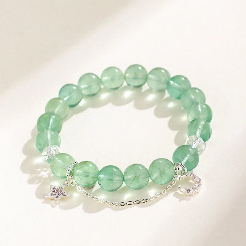 Fluorite Beads Moon Star Bracelet