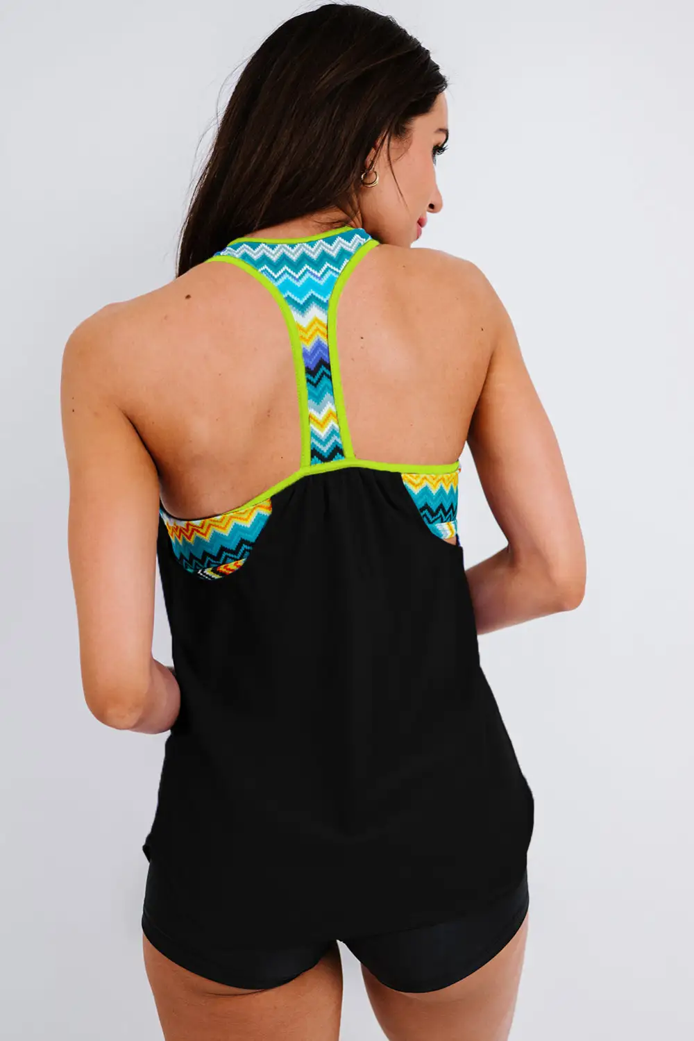 Color Block Tankini Top Boyshorts Swimwear Swimsuits