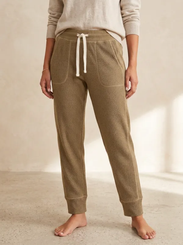 Women's Casual Lounge Waffle Knit Drawstring Jogger Pants