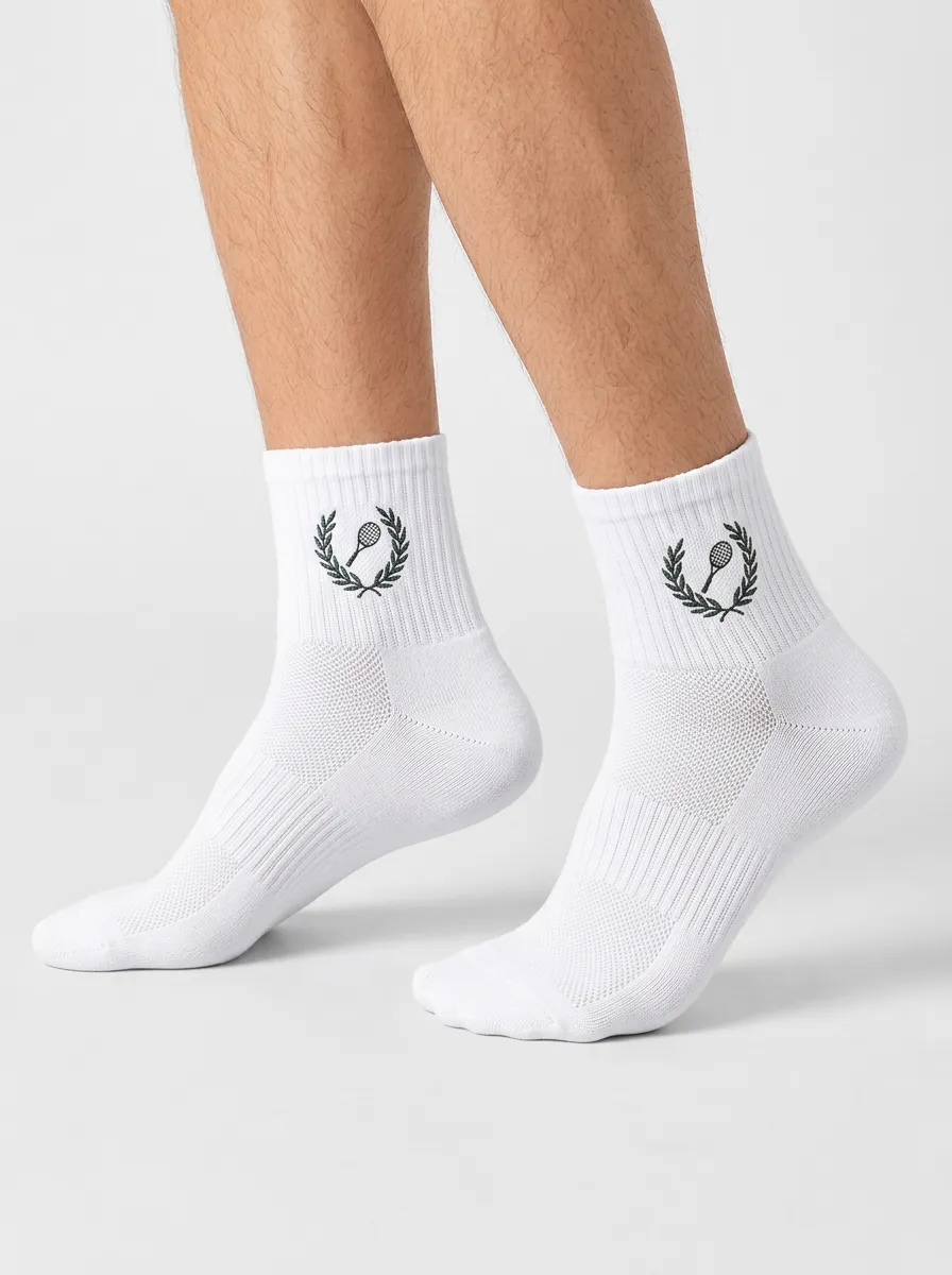 White Trail Tennis Graphic Performance Ankle Socks