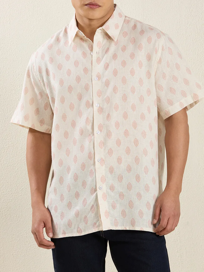 Printed Pure Linen Linen Men's Formal Shirt