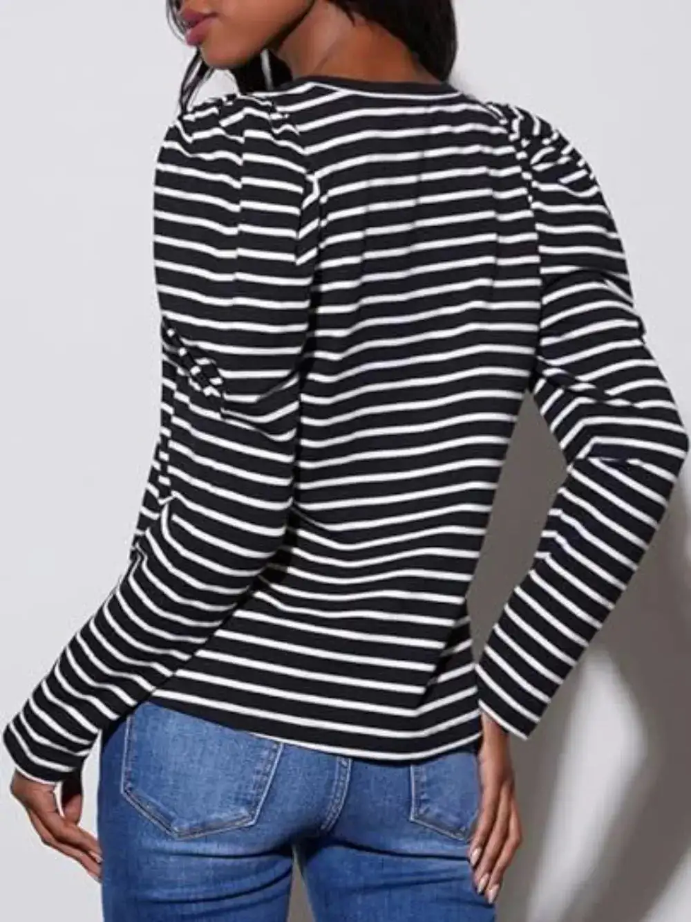 Modern Striped Round Neck Long Sleeve T-Shirt