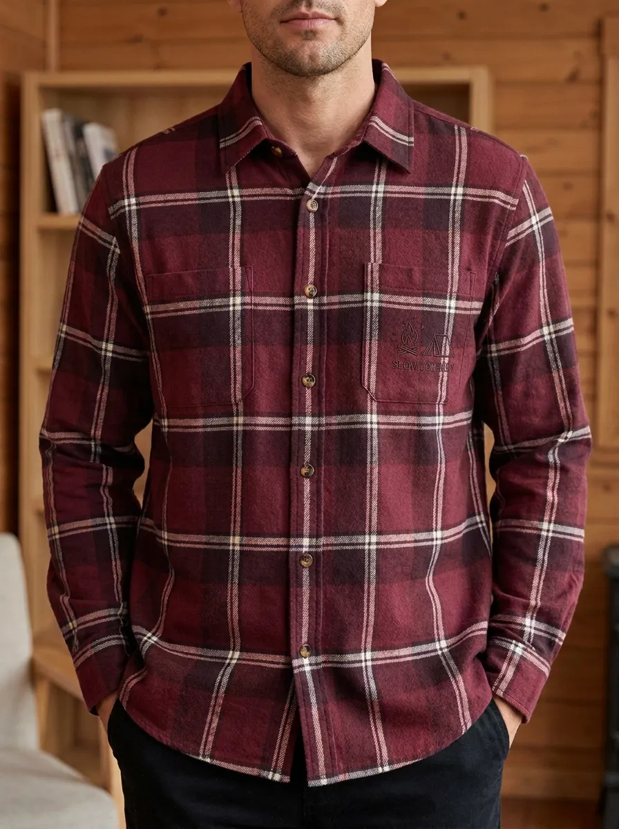 Campfire Tent Plaid Button Cuff Shirt