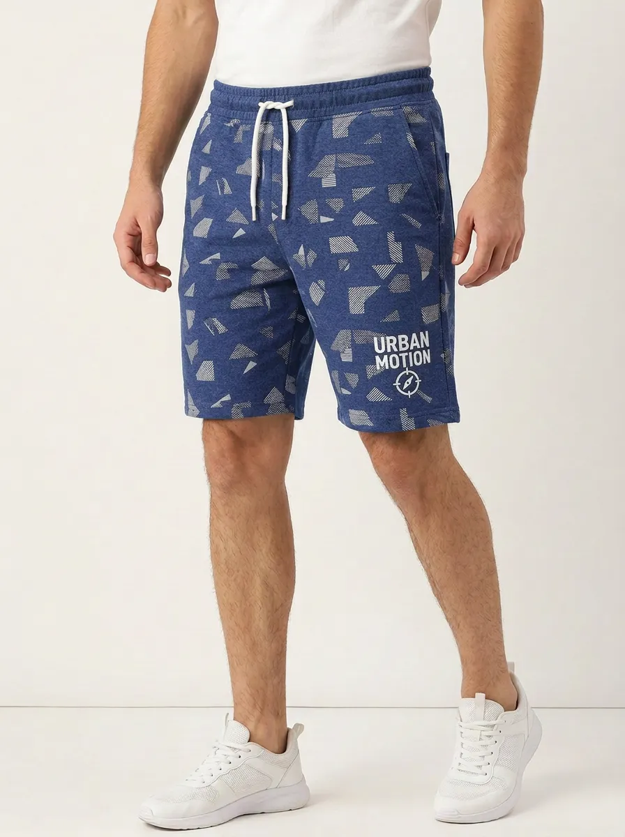 Men's Geometric Running Drawstring Athletic Printed Sweat Shorts