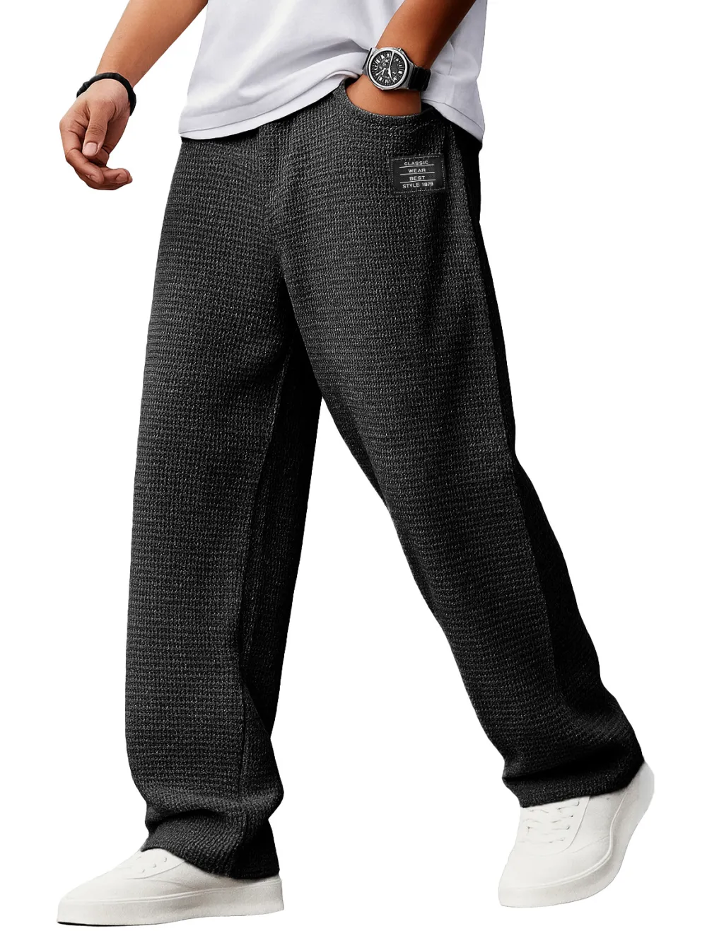 Textured Knit Drawstring Pants