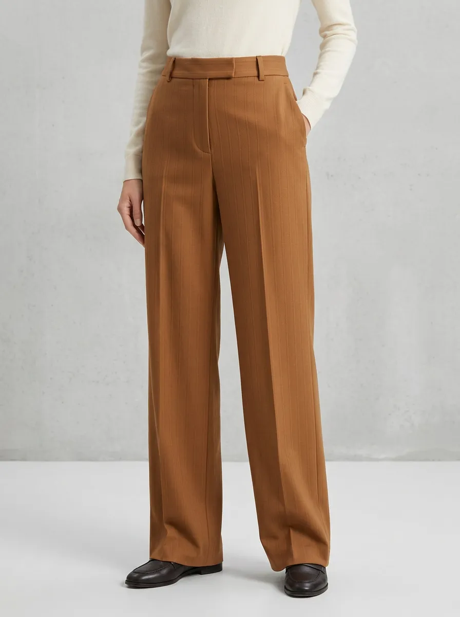Effortless Pinstripe High Rise Wide Leg Pants