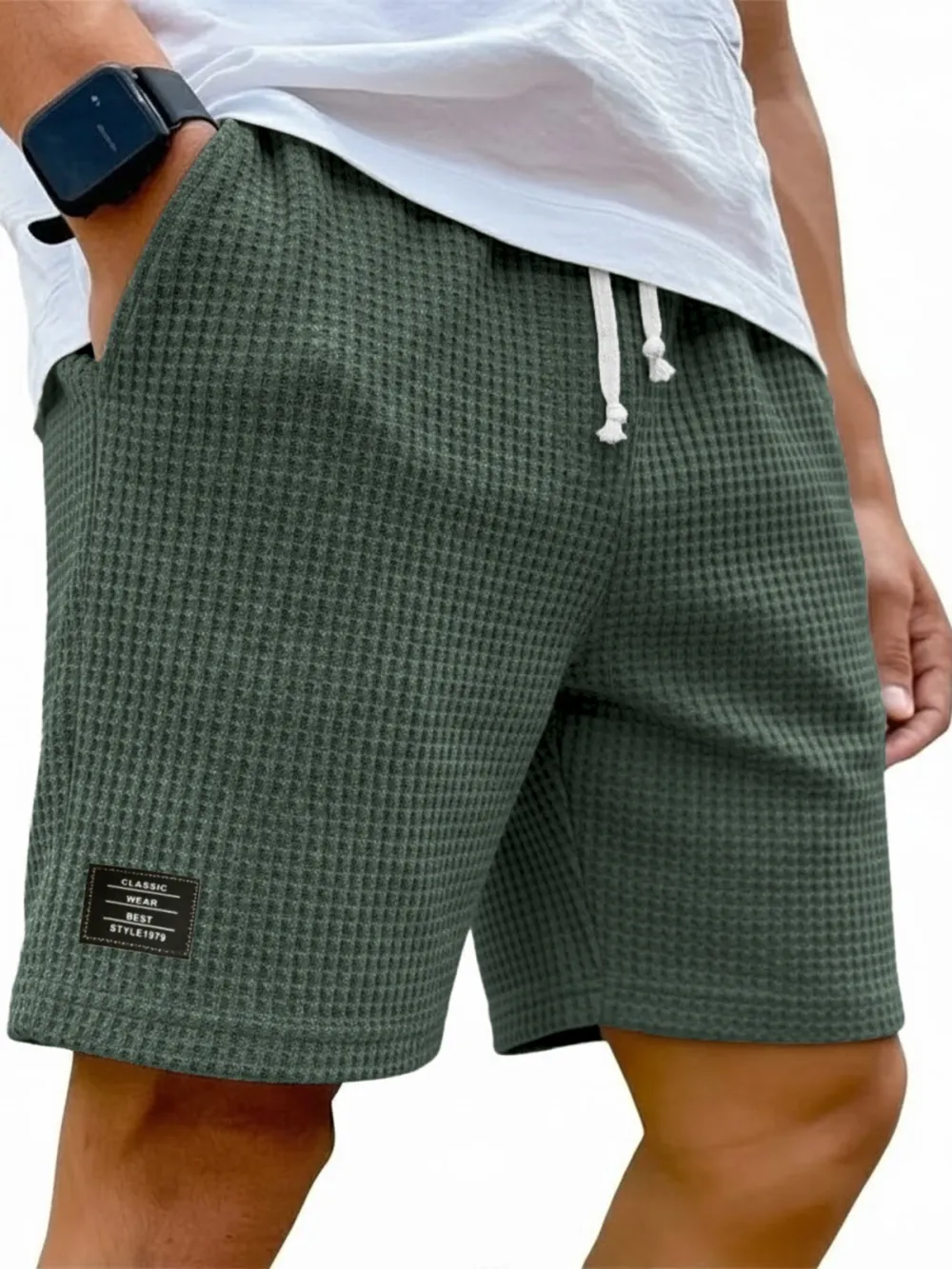 Textured Knit Drawstring Shorts