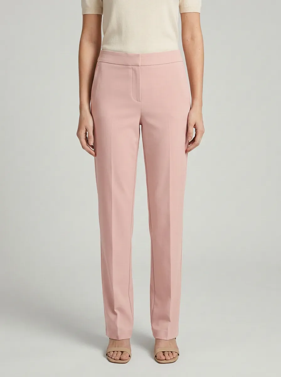Women's Minimalist Solid Grey Mid-Rise Straight Leg Trousers