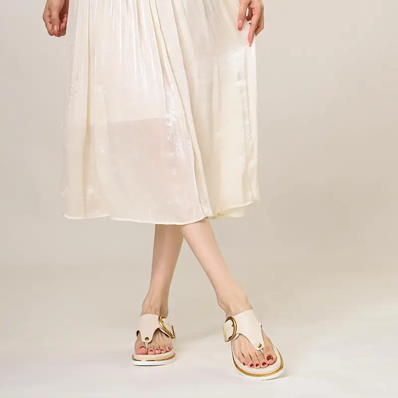  Cushioned Buckle Thong Sandals Apparel