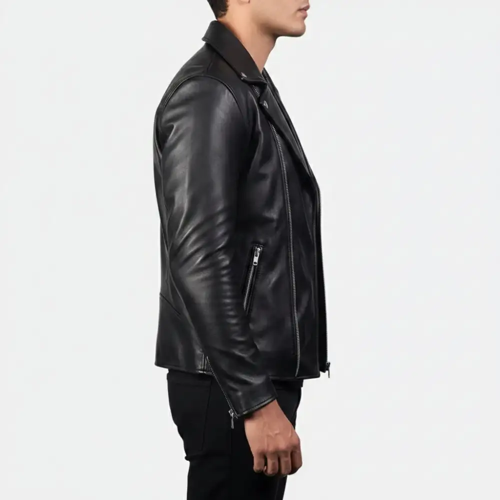Traditional Leather Biker Motorcycle Jacket