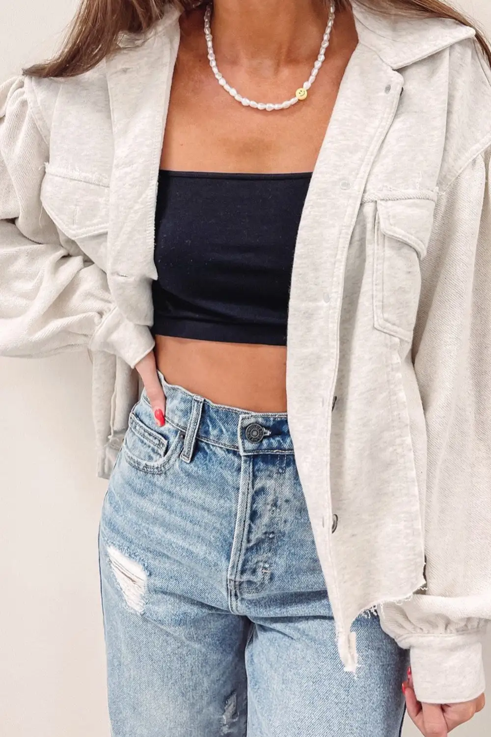 Pocket Flap Pocket Button Front Jacket