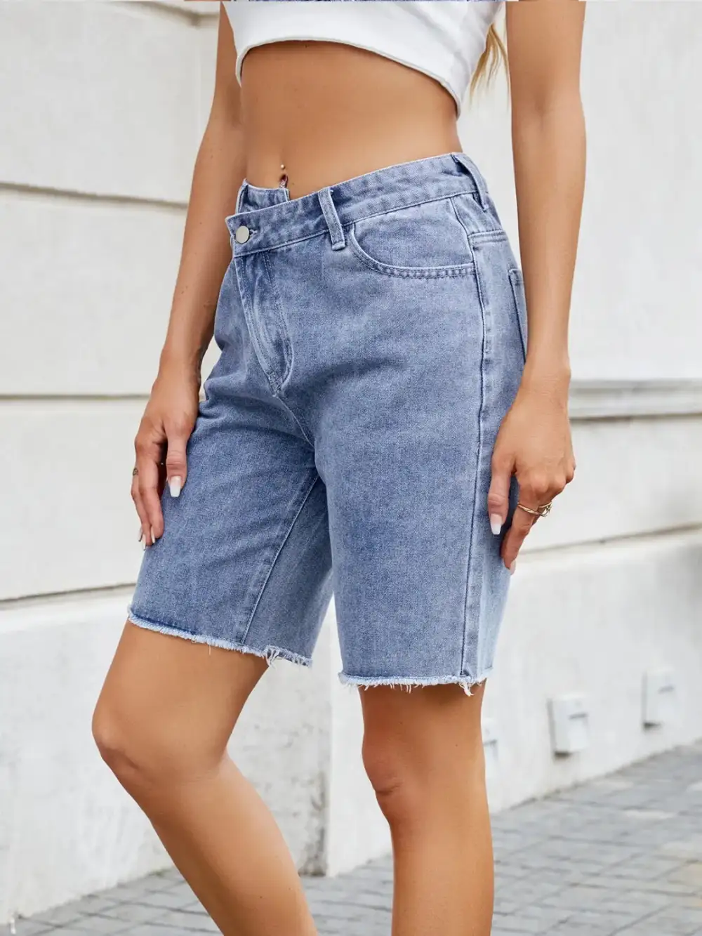 Raw Hem Shorts Denim Pants