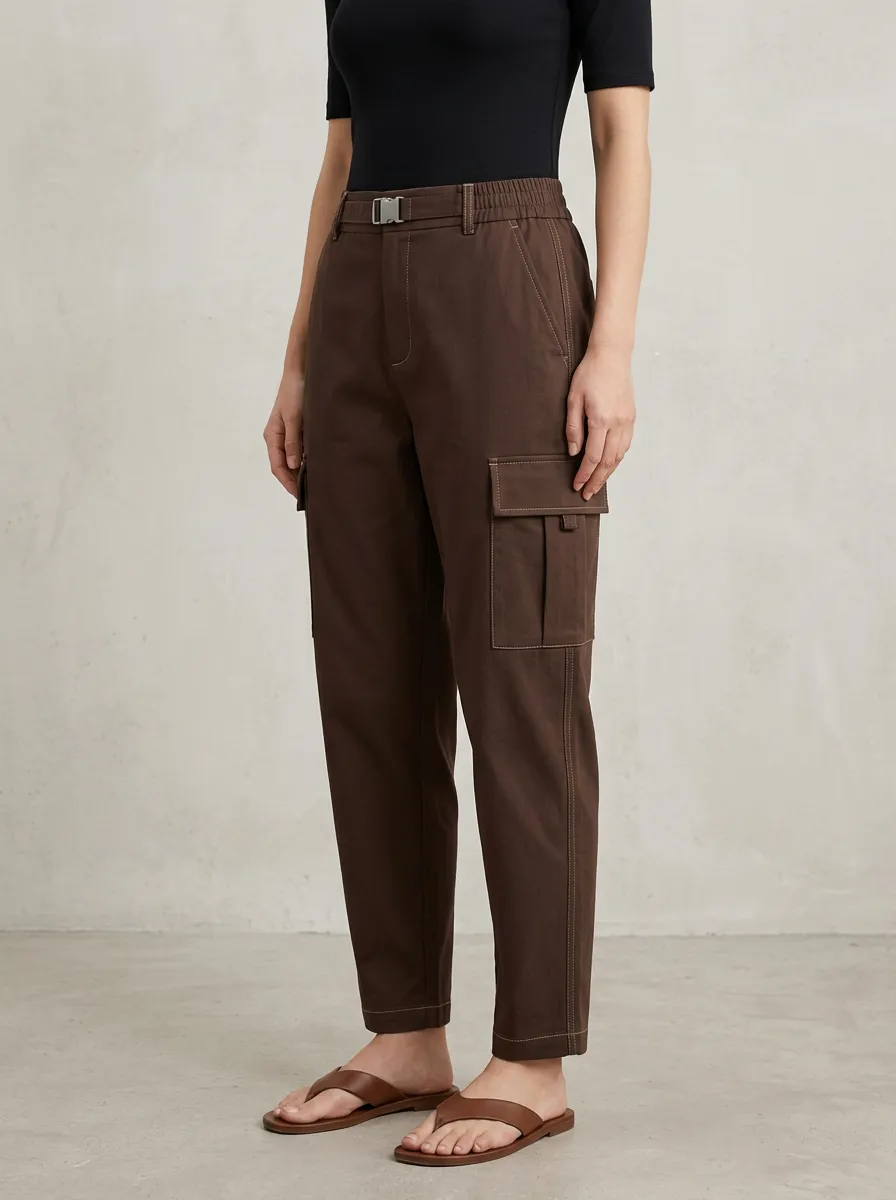 Women's Utility Cargo Pants with Buckle Detail