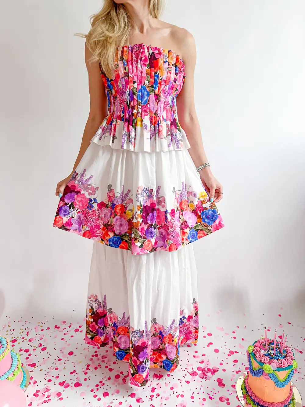 Strapless Tiered Maxi Gown