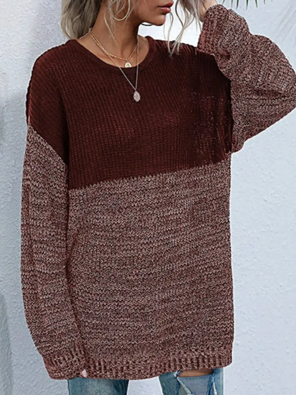Color Block Oversized Sweater