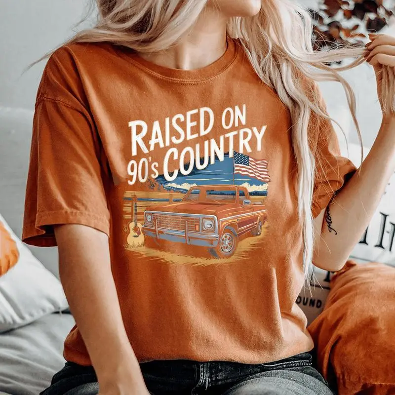 Raised On 90S Country Music Cowgirl Cowboy Women's Oversized Comfort T-Shirt