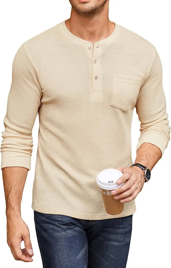 Basic Waffle Pullover Long Sleeve T-Shirt Hoodie