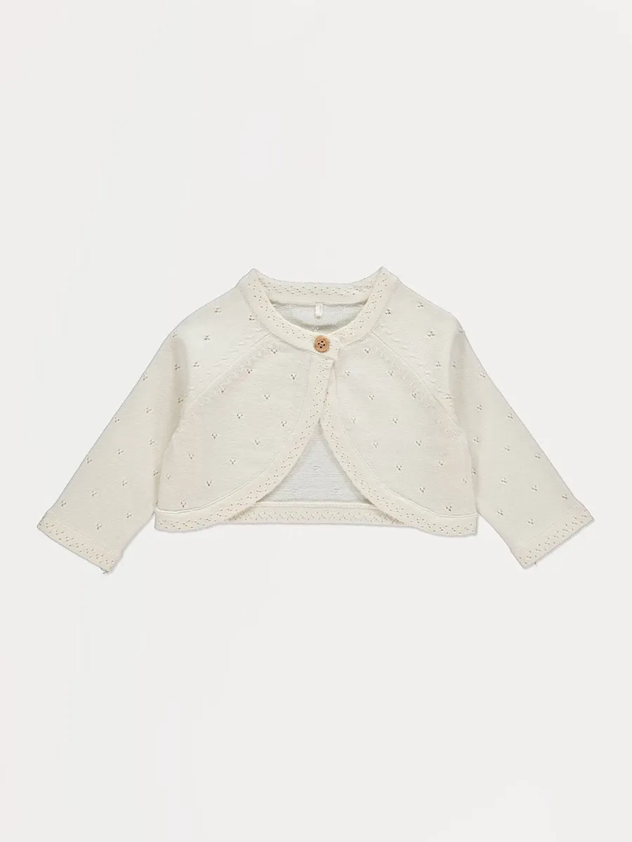 Neutral Pointelle Knitted Cardigan