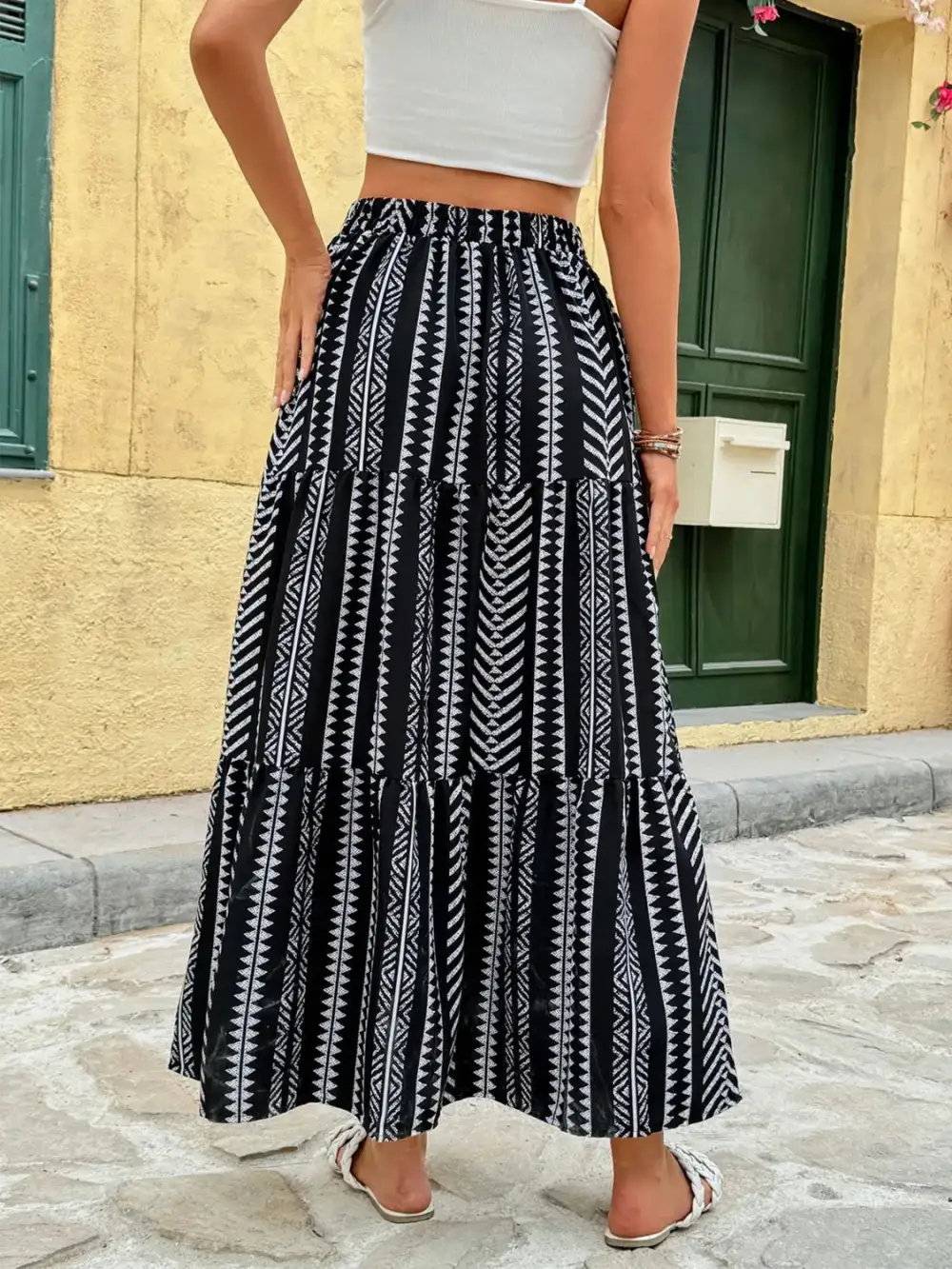 Fine Open Printed Skirt