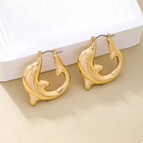 18K Gold Plated Dolphin Hoop Earrings