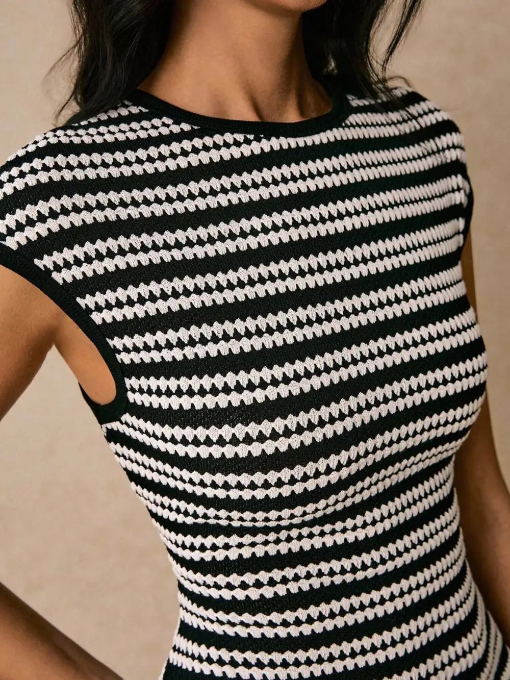 Balanced Detail Striped Midi Dress
