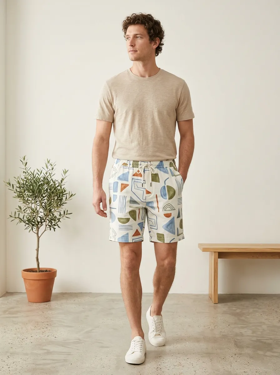 Men's Geometric Abstract Pattern Contemporary Shorts