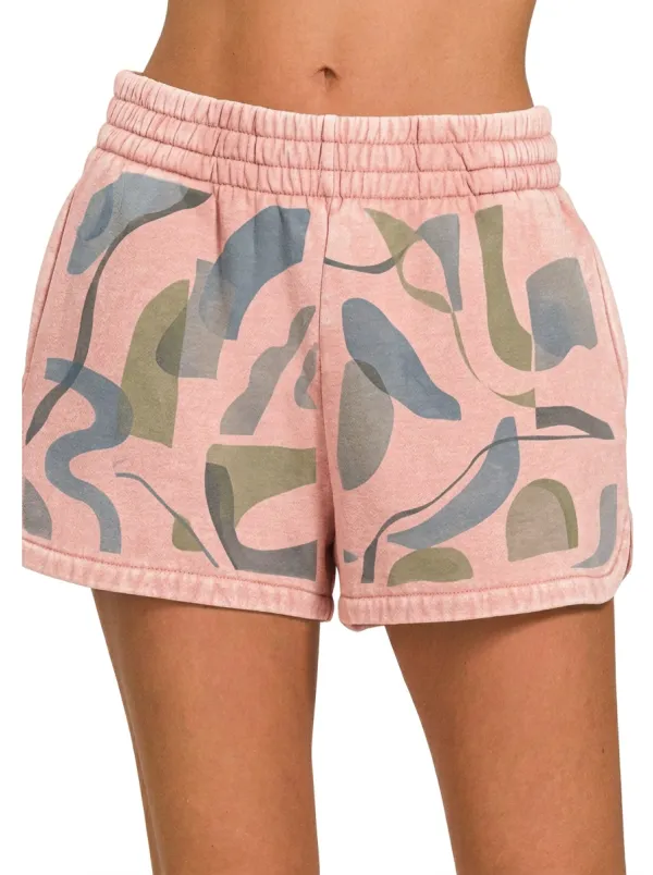 Women's Abstract Art Pattern Beige Graphic Shorts