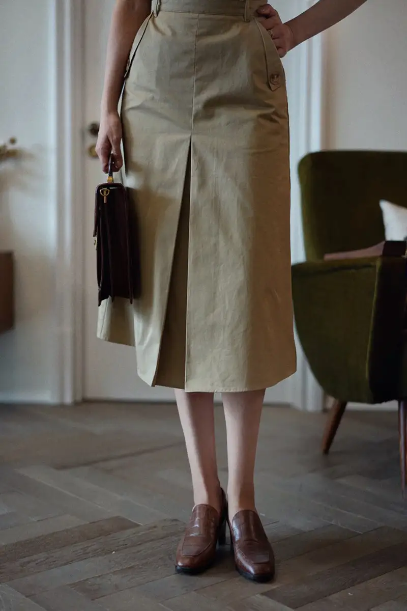 Simple Utility Everyday Casual Cotton Skirt