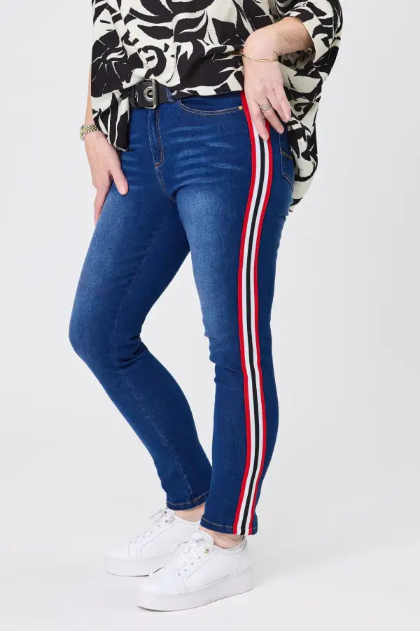 Women's Slim-Leg Denim Side-Stripe Jeans