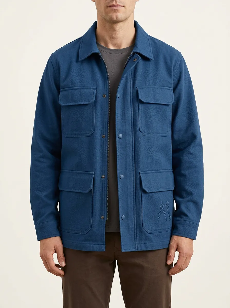 Men's Compass-Wrench Embroidered Utility Field Jacket