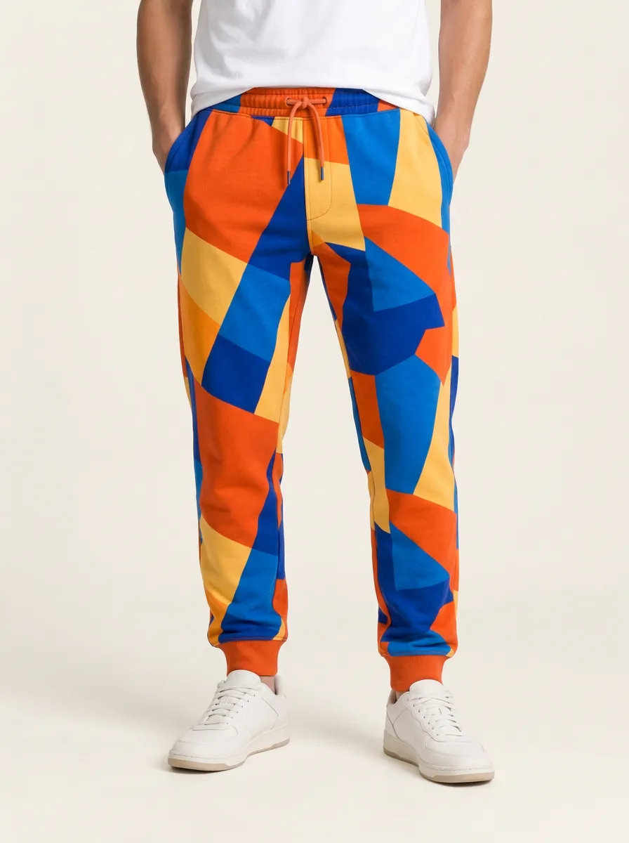 Men's Sweatpants with Abstract Geometric Artwork