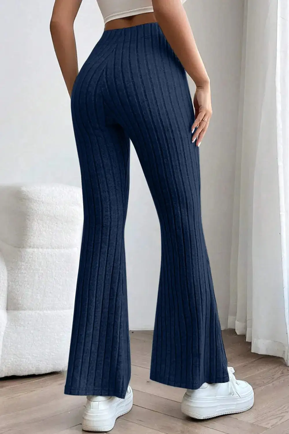 Flare High Waist Ribbed Cropped Pants