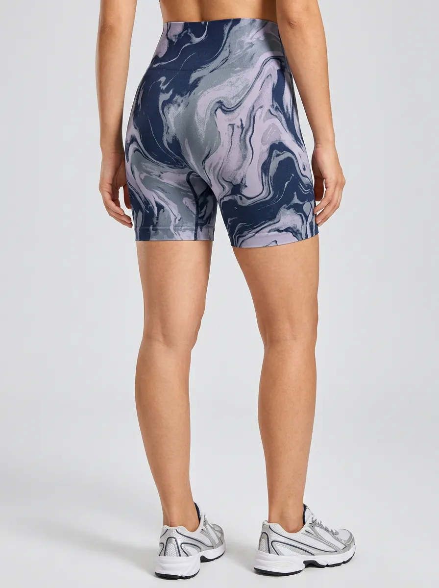 Women's Abstract-Print Streamlined High-Rise Biker Shorts