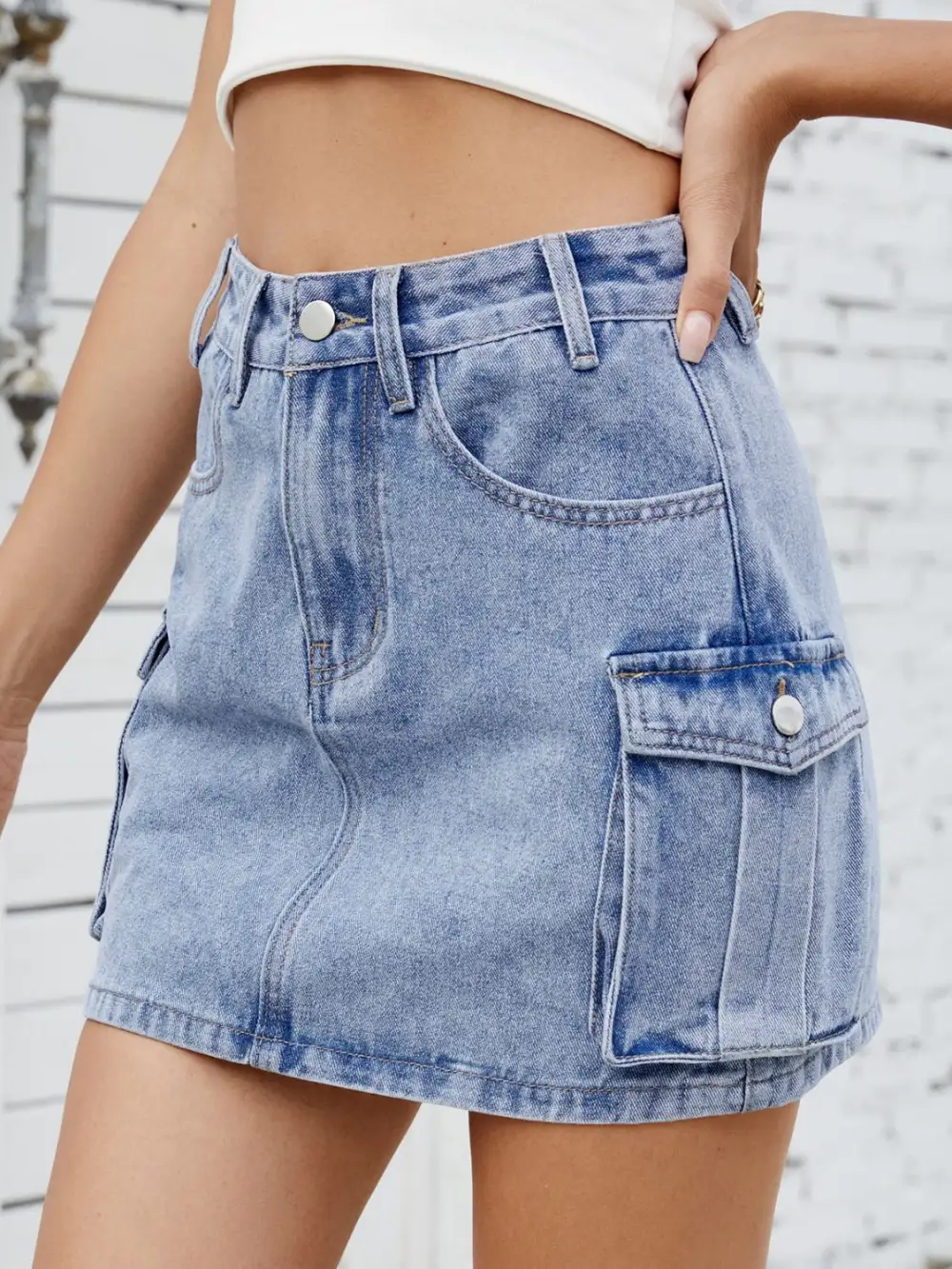 Denim Cargo Skirt