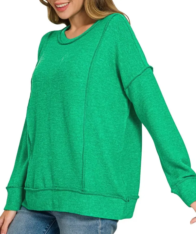 Brushed Hacci Drop Shoulder Sweater