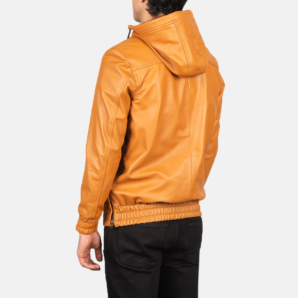 Men's Rugged Hooded Leather Jacket