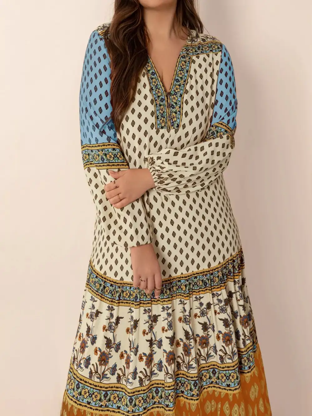 Comfort Fit Printed Long Sleeve Maxi Dress