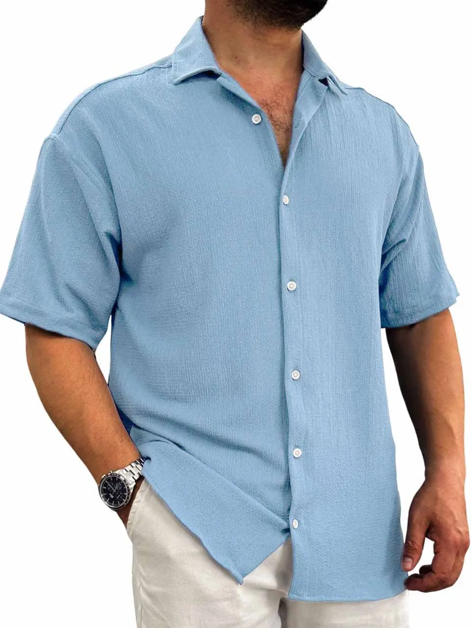 Layered Short Sleeve Button Front Shirt