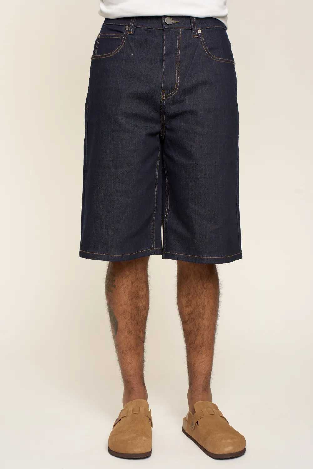 Men's Baggy Fit Raw Denim Shorts