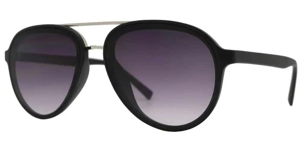 Retro Oval Shaped With Brow Bar Flat Lens Plastic Sunglasses