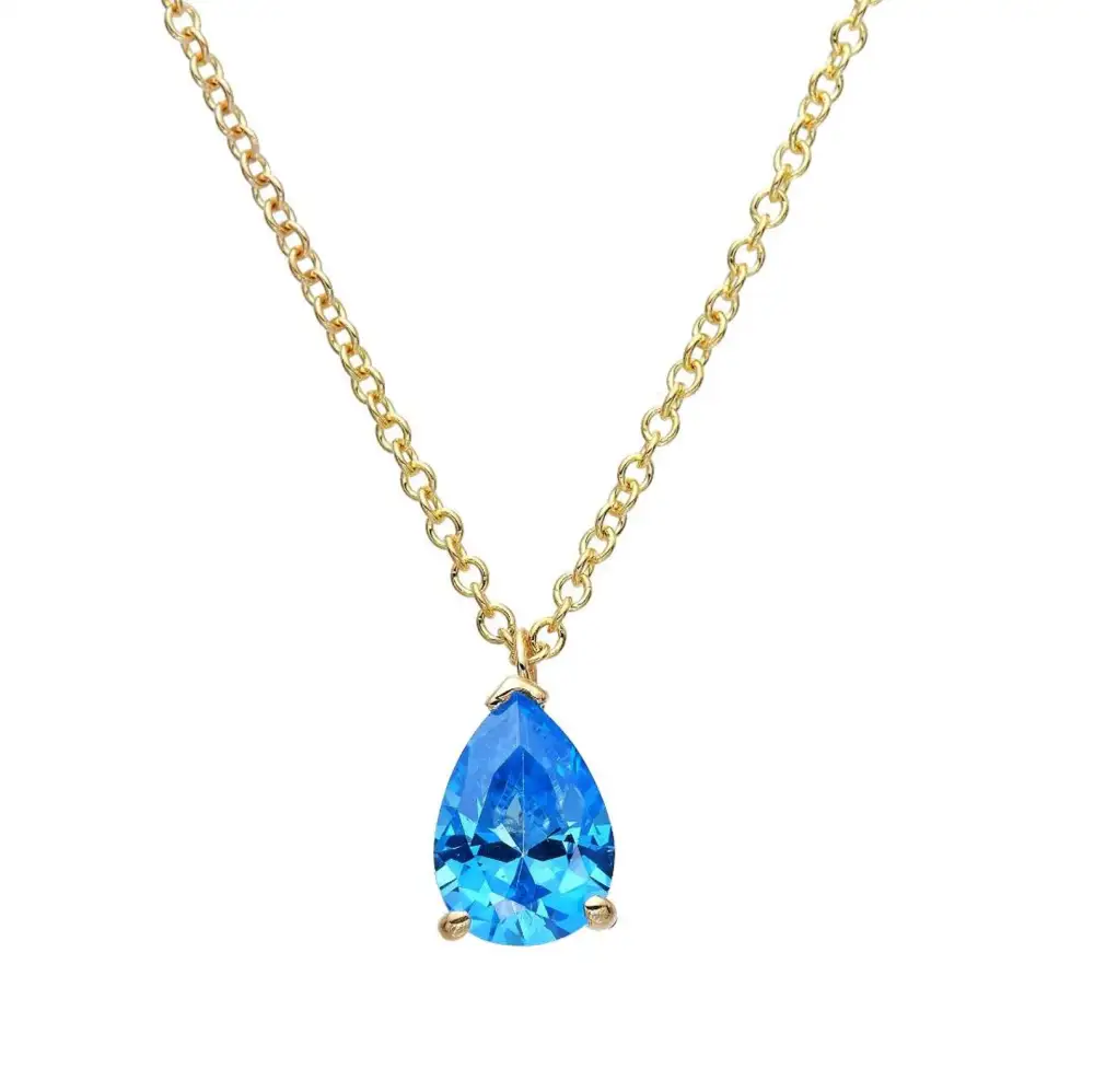 Pear Shape Aquamarine Solitaire Necklace