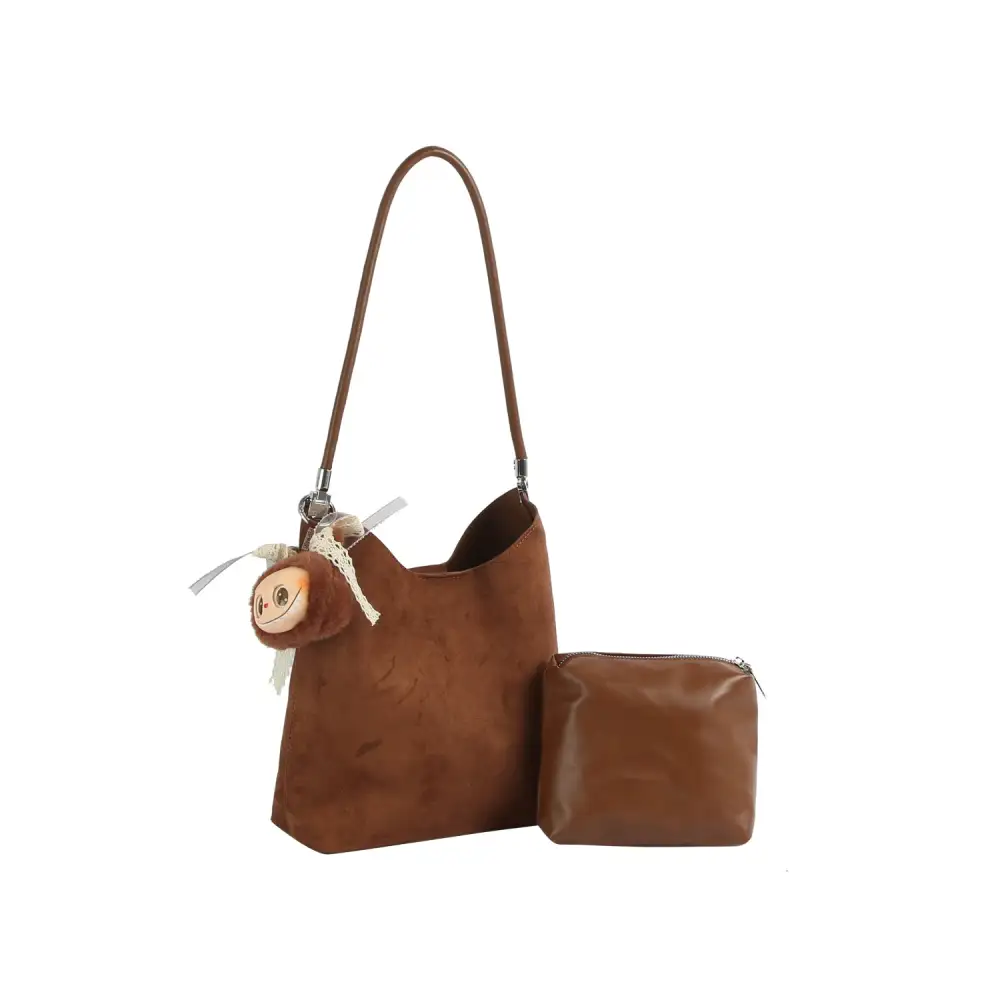 Plush Charm Suede Set Shoulder Bag
