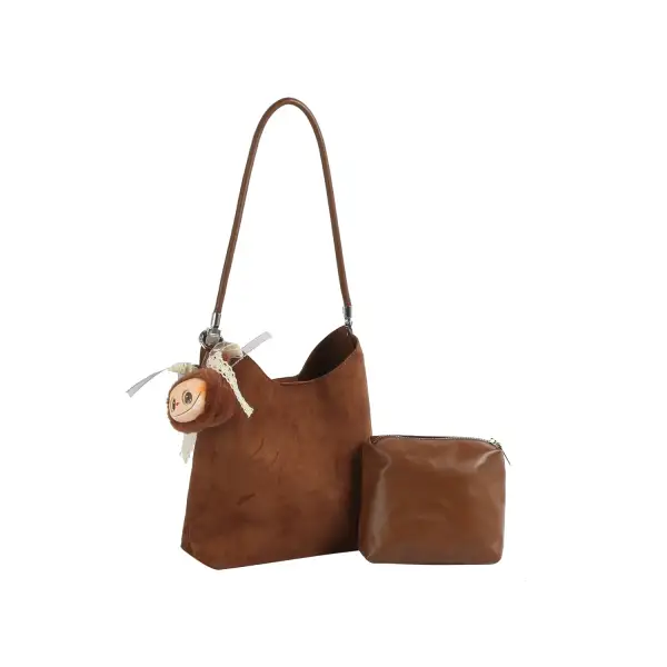 Plush Charm Suede Set Shoulder Bag