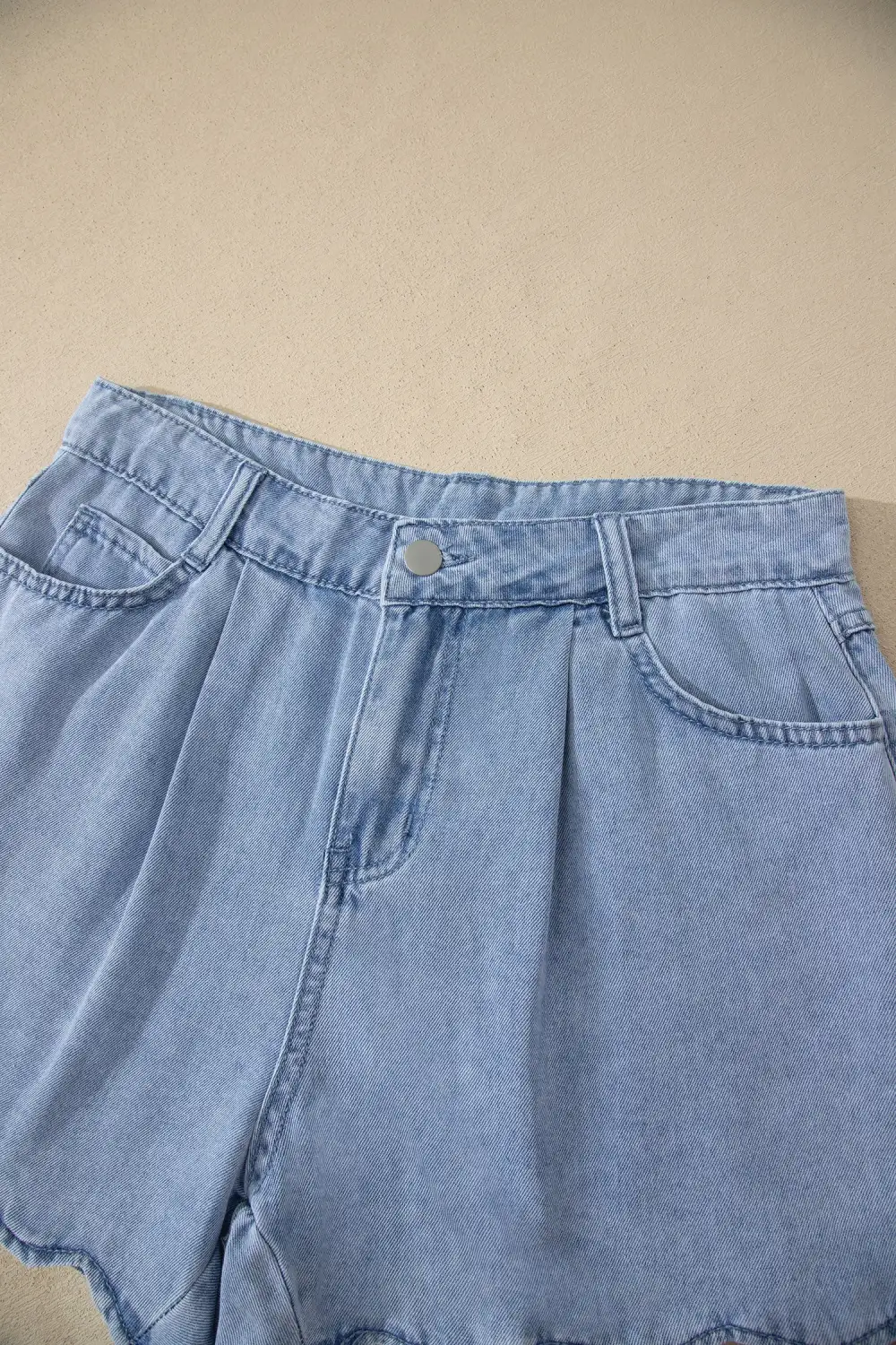Refined Scalloped Denim Shorts