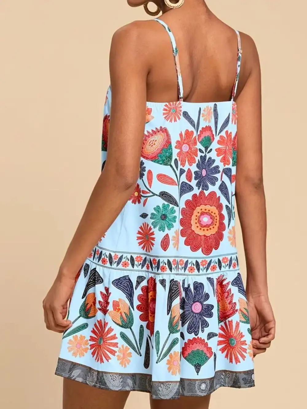 Floral Printed Sleeveless Mini Dress
