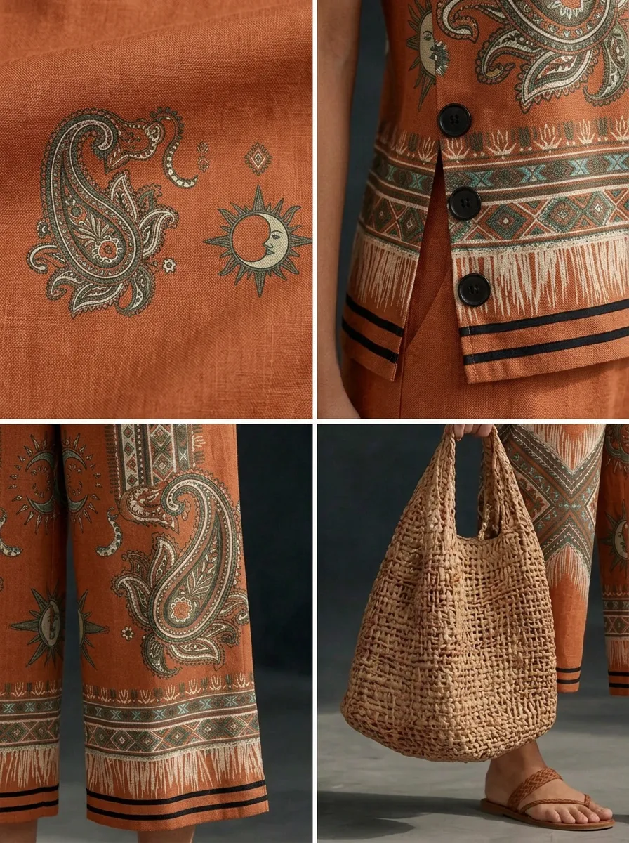 Women's Bohemian Sun Paisley Printed Sleeveless Set