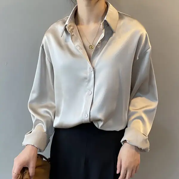 Relaxed Refined Silk Look Blouse